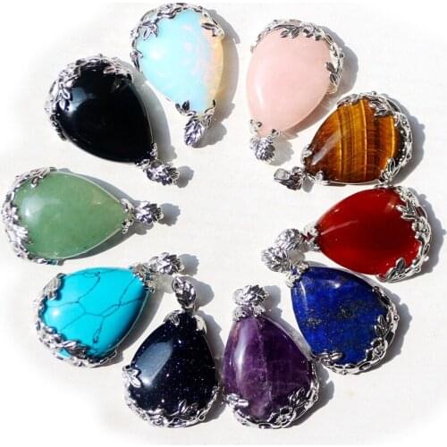 Natural Stone Angels tears pendant Water drop shape charm Crystal pendant For jewelry making DIY necklace accessories 27x45mm