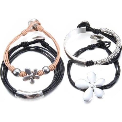 Popular Jewelry Zinc Alloy Leather Bracelet Adjustable Rope Chain Europe And The United States Fashion Wrist Trend Jewelry