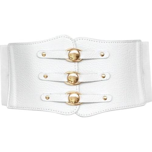 Corset Belt Lace-up Leather Waist Belts Womens PU Leather High Waist Belt Wide Stretch Cincher Corset Lace up Band
