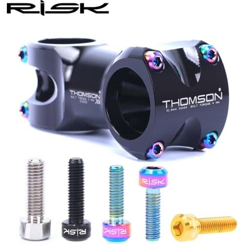 RISK 6pcs 5x16/18mm Titanium Bolt for Bicycle Stem Fixing Screws MTB Mountain Bike Handlebar Or Seatpost Clamp Fixed Fastener