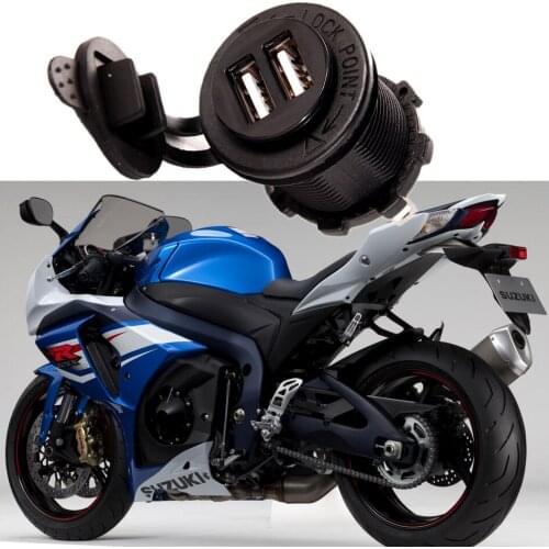 Dual USB Motorcycle Charger Socket 2.1A Output USB Ports and Cigarette Lighter Socket Outlet Panel Mount Motorcycle Switch