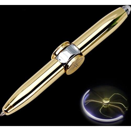 Fingertip Gyro Pen Multifunctional Rotating Luminous Decompression Pen Creative LED Light Metal Finger Spinner