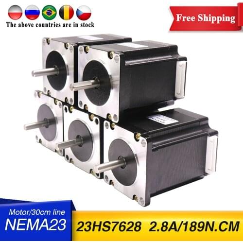 5pcs NEMA23 cnc stepper motor 57 x 76mm1.89N.m 4-Lead 1.8deg 23HS7628 motor 3A 270Oz-in For CNC machine and 3D printer