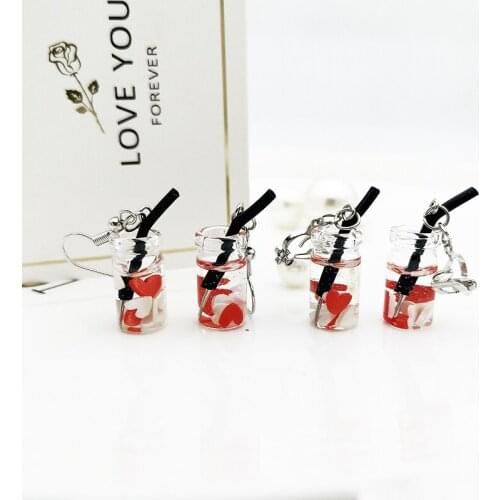 Lovely Heart Shape Tea Cup Earrings New Design Ladys Simulation Personalized Creative Fashion