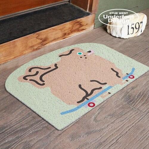 Cute Dog Home Doormat Living Room Mat Kitchen Mat Bath Mat PVC Non-slip Mat Silk Loop Entrance Door Mat Carpet Custom Mat Carpet