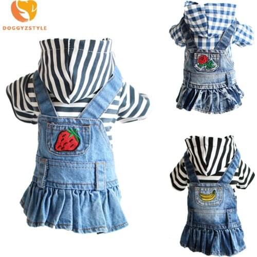 Pet Dog French Bulldog Yorkshire Dog Jacket Coat Jean Dress For Small Dogs Spring Autumn Puppy Chihuahua Denim Skirt Dog Clothes