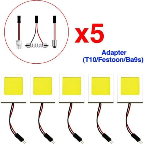 5PCS Car Interior Light Panel 48 SMD LED T10 BA9S 12V Auto Interior Reading Lamp Bulb Light Dome Festoon Bulb