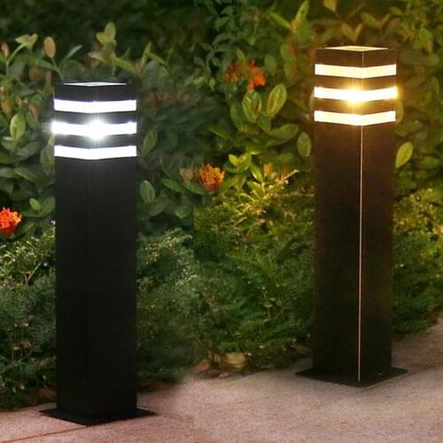 Thrisdar E27 Outdoor Garden Pathway Lawn Light Villa Garden Patio Landscape Pillar Light Aluminium Courtyard Lawn Bollards Light