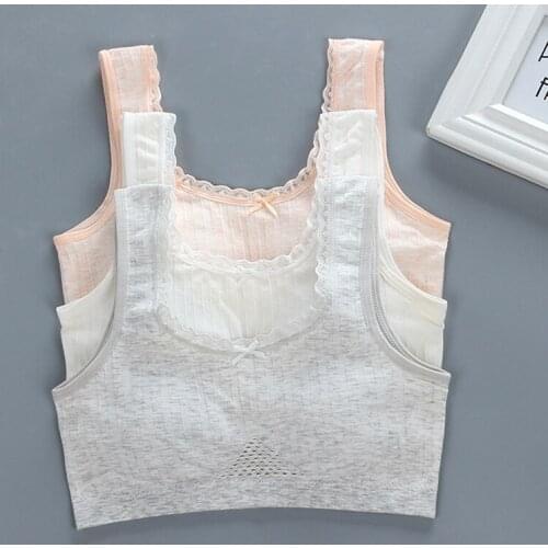 3PCS Breathable Teenagers Girls Training Bra Cotton Summer Student Top Vest Kids Underwear for Big Girls Gift 8-16Years