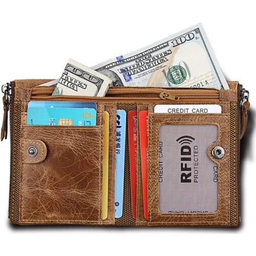 High Quality RFIDWallet Men Soft Leather Wallet With Removable Card Slots Multifunction Men Wallet Purse Male Clutch Top Quality