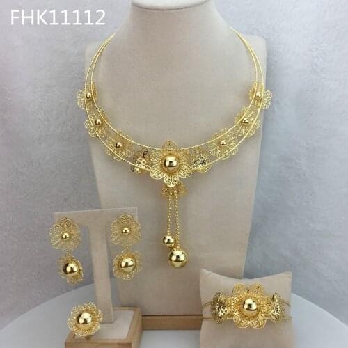 Yuminglai Flower Jewelry Dubai Gold Jewelry Sets For Women Birthday Gift FHK11112
