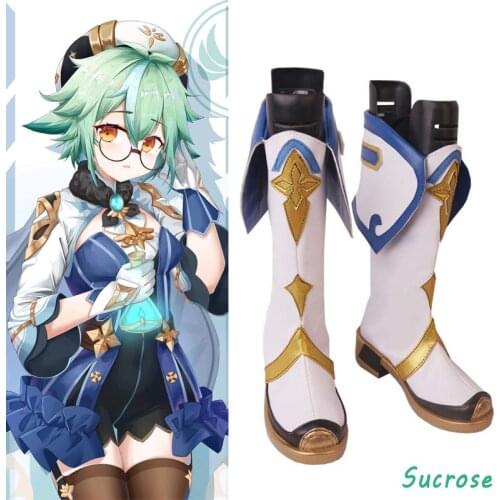 Game Anime Genshin Impact Sucrose Cosplay Shoes Dress Up Halloween Women Shoes Boots Cosplay Costume Accessories