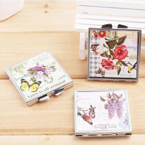 1pcs Girl Mini Double Sides Portable Makeup Mirror Pocket Square Compact Mirrors Cosmetics Tool