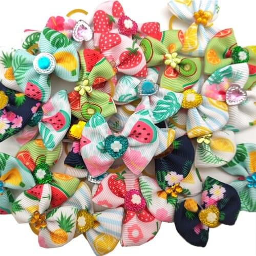 10/20/30 Pcs Small Doggy Pet Hair Bows Accessories Cute Fruit Yorkson Dog Hair Bows Rubber Bands Pet Supplies Dog Accessories