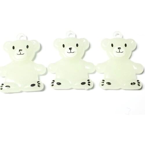 10 VINTAGE Charm glow in the dark bear for 620 Necklace Retro Fashion Jewellery Chain Bead Girl Home Room Craft Bracelet Pendant