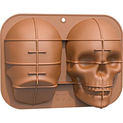 3D Silicone Mold Skeleton Head Skull Silicone DIY Chocolate Moulds Party Cake Decoration Mold Pastry Baking Decoration Tool