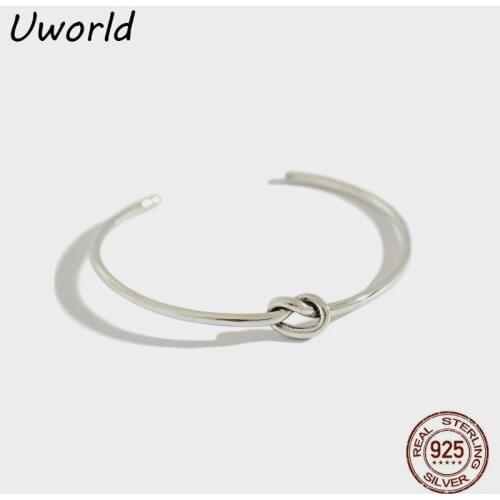 Pure S925 sterling silver knot bangle Korean made old simple antique craft single knot cuff bracelet