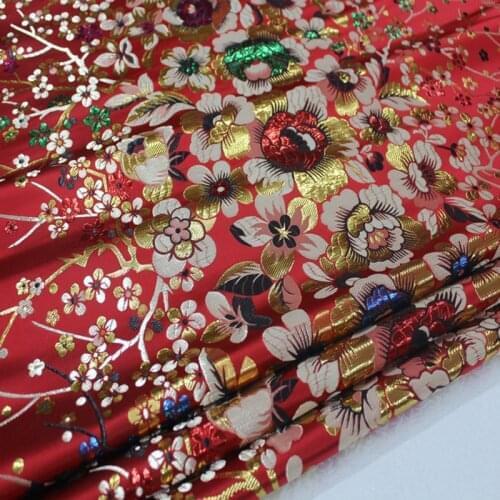 CF215 1Yard Chinese Festival Floral Jacquard Brocades Fabric Chinese Bride Wedding Dress Fabric Cheongsam Fabric DIY Fabric Sew