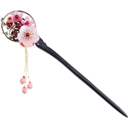 Wooden Hair Sticks Women Bride Flower Hair Chopsticks Hairpin Jewelry Hair Accessories