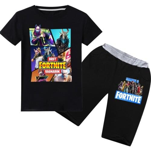 Fortnite Child Short Sleeve Suit Cotton Girls Boys Summer T Shirt + Short Pants 2pcs Clothes Sets Children Kids Birthday Gifts
