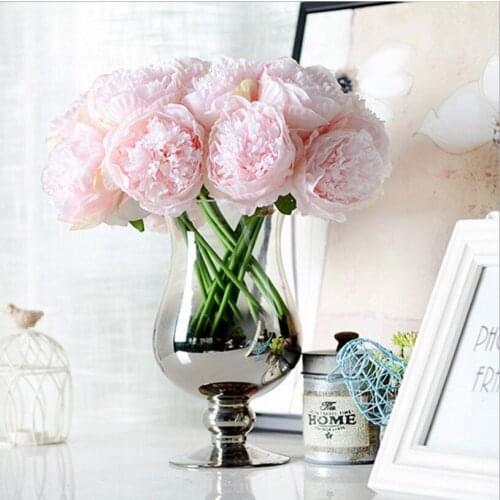 European Artificial Flower Peony Simitation Flower hand tied five head Bridal Bouquet living Fake Flower Room Home Decoration