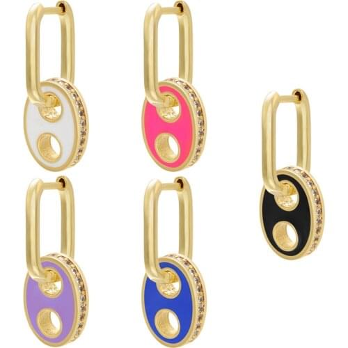 HECHENG,1pc ,cz colorful hole Drop Earring, wholesale, for Women Neon Fluorescent Jewelry