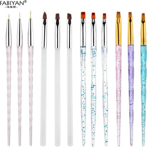 Crystal Acrylic Nail Art Salon Flower Builder Carving Brush Mixed Size Manicure Painting Dotting Pen