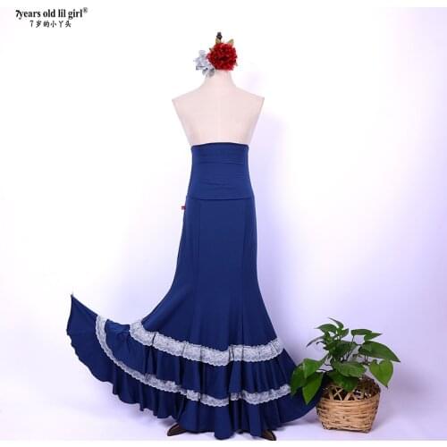 Spanish Flamenco Dance Practice Dress Skirt Multilayer Women Wear Fishtail BU22