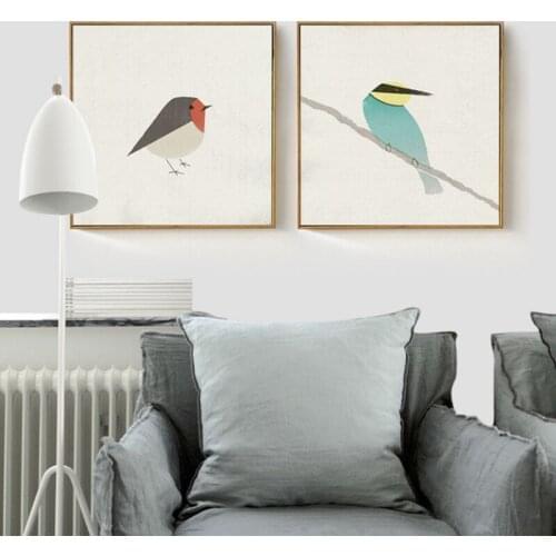 Sure Life Cute Birds Robin Bee-eater Canvas Painting Posters and Prints Nordic Pop Wall Art Pictures for Living Room Home Decor