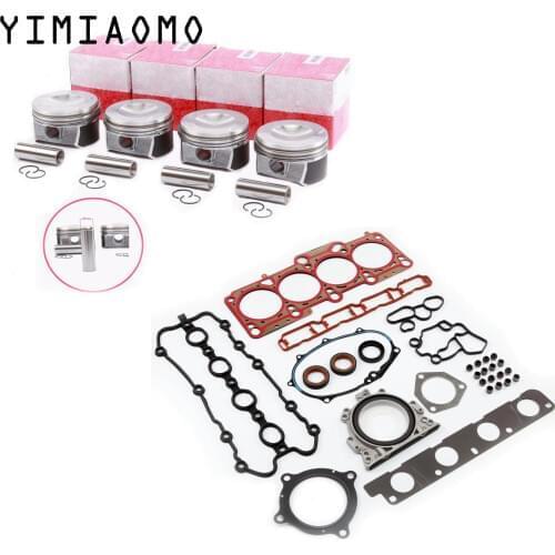 Engine Overhaul Set 20MM Pistons & Piston Rings Cylinder Head Gasket Seals For Audi A3 A4 A6 TT VW GTI Passat Golf 2.0R Skoda