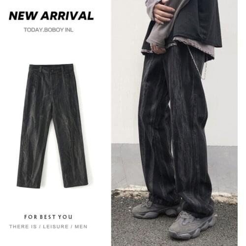 Korean Tie-dye Jeans Mens Fashion Casual Retro Straight Jeans Pants Men Streetwear Wild Loose Hip-hop Denim Trousers Mens M-2XL