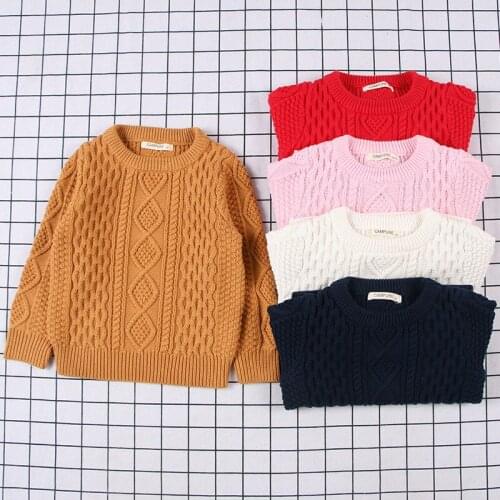 Fashion Baby Girls Sweaters Boy Solid Color Sweater Autumn Winter Kids Pullover Tops Children Knit Sweater Clothes LZ341