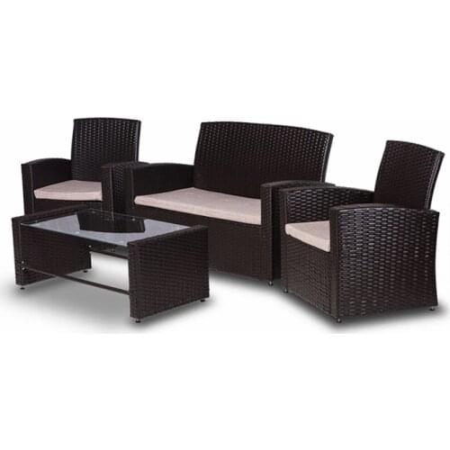 4 Pieces Outdoor Patio Furniture Sets Rattan Chair Wicker Set, Outdoor Backyard Porch Garden Poolside Balcony Furniture Sets