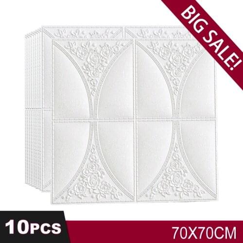 10Pcs 70x70cm 3D Stereo Foam Wall Stickers Ceiling Panel Roof Decal Self Adhesive Background Wallpaper Decor Living Room