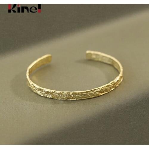 Kinel 2020 New Bangle 925 Minimalism Vintage Open Sterling Silver 18K Gold Bangle Bracelets Fashion Jewelry Free Delivery