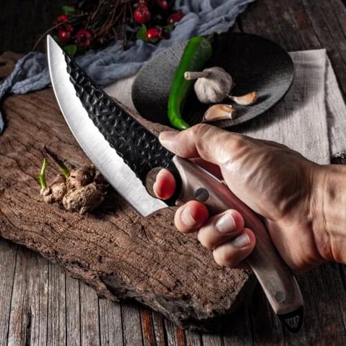 Stainless Steel Hammer Pattern Chef Knife Boning Knife Fishing Knife Meat Cleaver Outdoor Camping Cooking Cutter Butcher Knife