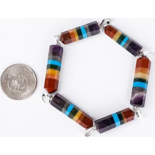 1pcs 7 Chakra Yoga Necklace Raw Pendant Natural Dowsing Pendulum Necklaces Reiki for Jewelry Making Women Necklace