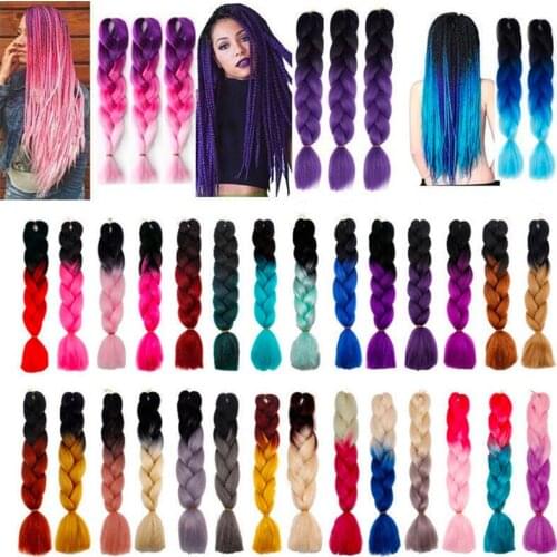 Pink Purple Blue Blonde Color Synthetic Jumbo Braids Ombre Braiding Hair Extension White Women Hair Braiders