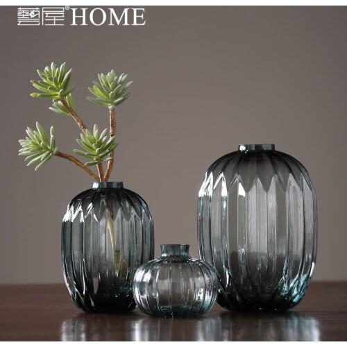 Transparent Glass Vase Plant Crystal Modern Decoration Luxe Nordic Vase Dry Flower Hydroponics Wazon Table Decoration BI50VS