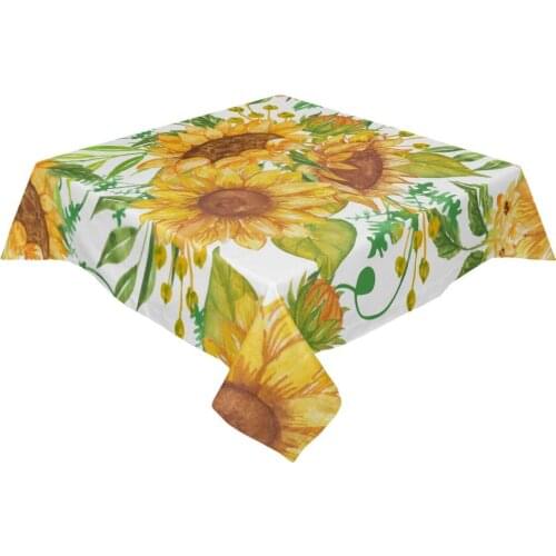 Sunflower Yellow Flower Tablecloth Washable Fabric Rectangle Table Cover