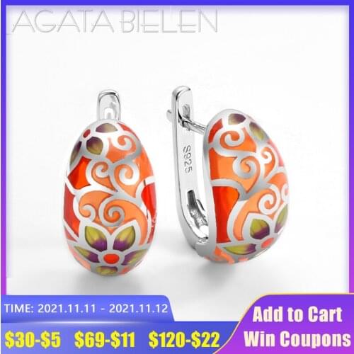 100% 925 Sterling Silver Enamel Earrings For Women champagne Color Delicate Flower Handmade Fine Jewelry Gifts