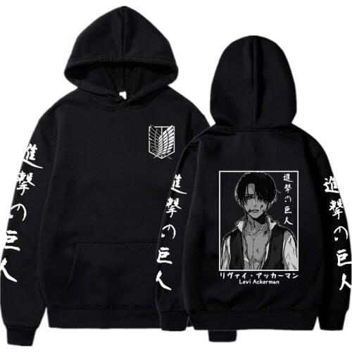 2021 Attack on Titan Hoodie Mens Sweatshirts Levi Ackerman Graphic Hoodie for Men Harajuku Cosplay Clothes