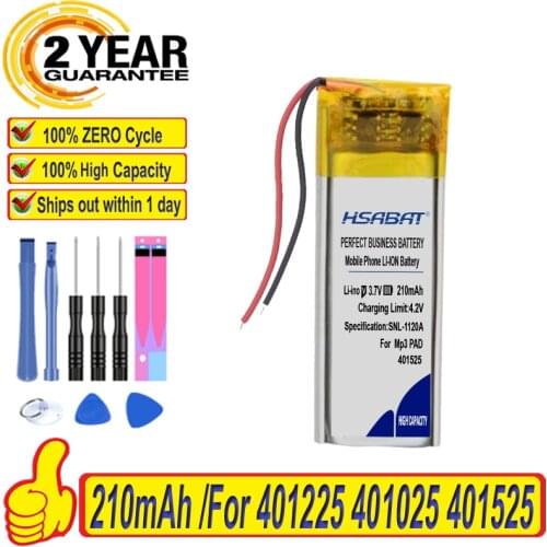 Top Brand 100% New 210mAh 401225 401025 401525 Battery for Mp3 PAD Batteries + free tools