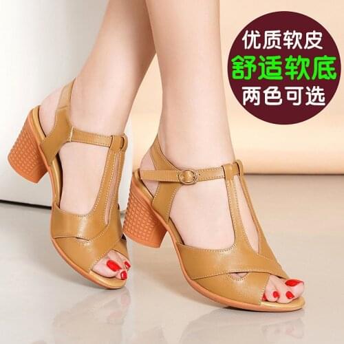 Shoes Women Slippers New Heel Womens Sandals Summer Heel Leather High Heel Sandales Femmes