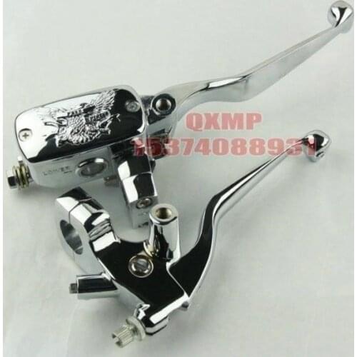 Universal 1" 25mm Handlebar Reservoir Master Cylinder Brake & Cable Clutch Lever for Honda Yamaha Suzuki Kawasaki Harley Chrom