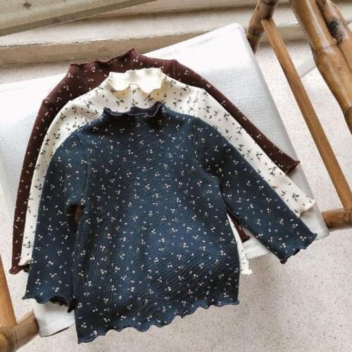 Girl Baby Floral and Velvet Blouse Autumn/Winter Style Girls Long Sleeve Blouse Sweet Little Girl T-shirt Girls Clothes Top