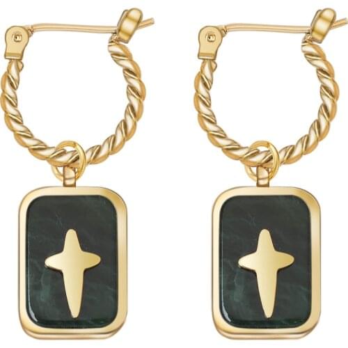 Wild & Free Fashion Stainless Steel Earrings Hemp Pattern Drop Earrings Unisex Square Cross Earring For Party Gift For Friends