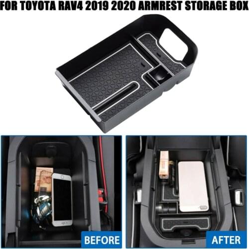 Car Armrest Storage Box Cover Center Console Trays For Toyota RAV4 2019-2020 Central Armrest Storage Box Container Holder Tray