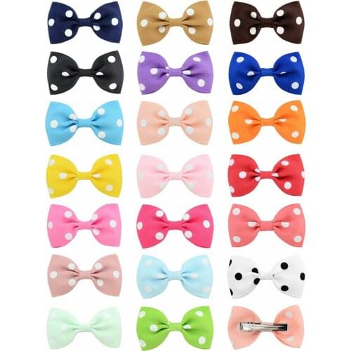 1set/20pcs 2.75 Colorful Barrettes for Kids Ribbon Hair Clip Dot Bows Girls Hairpins Hair Accessories Hairgrip headwear 720