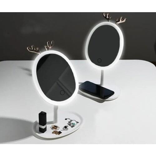 Make Up Mirror With Light USB Charging Led Make-up Mirror Dormitory Desktop Portable Foldable Girls Make-up Mirror Ligh